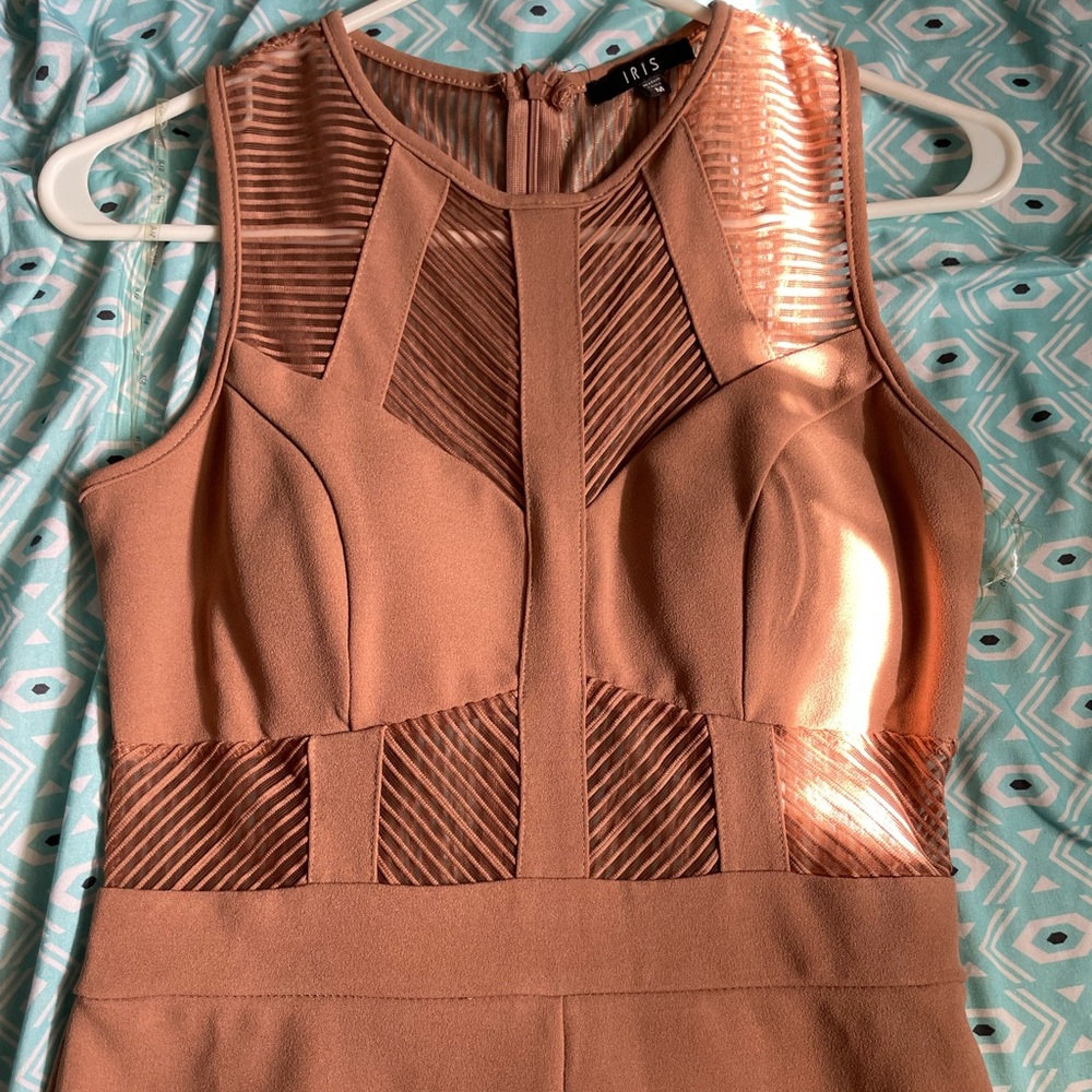 IRIS Rose Brown Coloured Sheer Cut-Out Jumpsuit